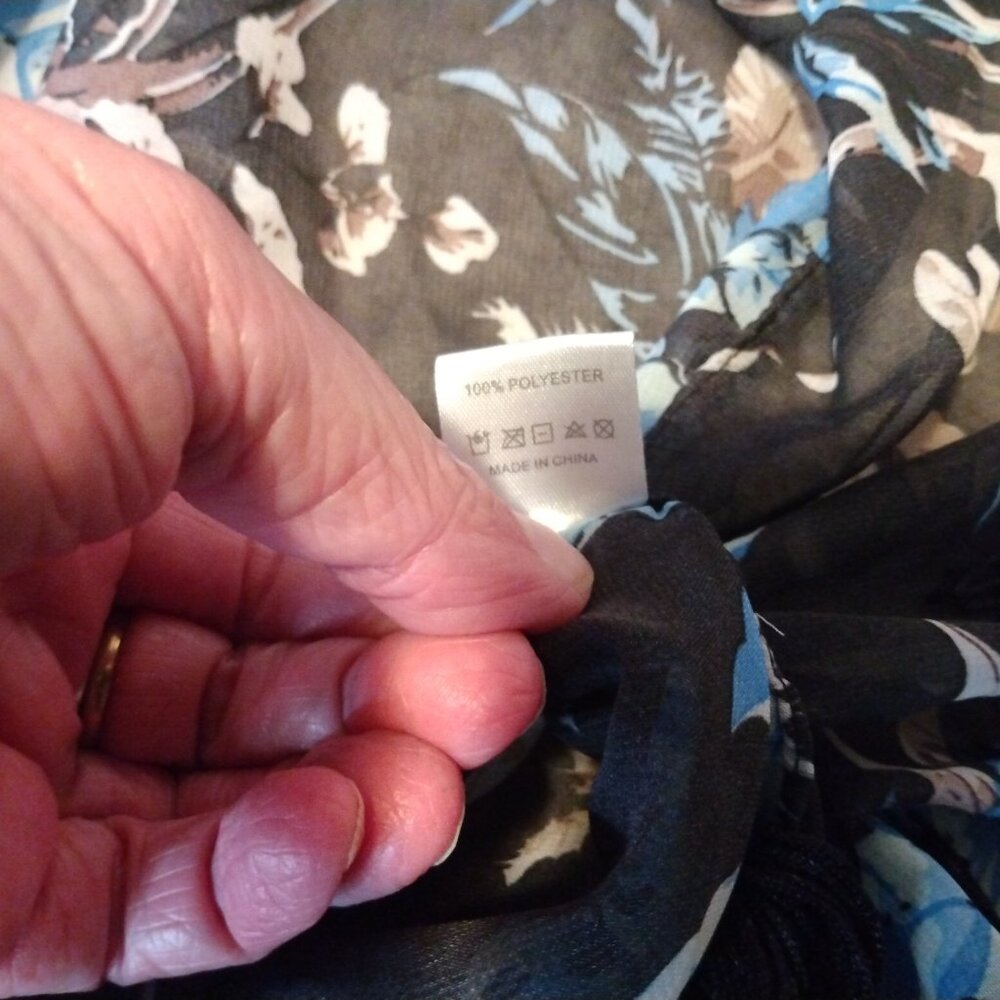 Soul Young Black Floral Sheer Kimono Duster Beach Cover-Up XL Boho Cottagecore - Picture 10 of 10